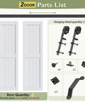 Double 24 Inch Bi Fold Barn Door Set For 48 X 84 Inch Openings With 4.3 Ft Rail And Hardware Kit Included MDF Wood Panel With PVC Surface