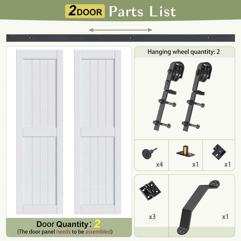 Double 24 Inch Bi Fold Barn Door Set For 48 X 84 Inch Openings With 4.3 Ft Rail And Hardware Kit Included MDF Wood Panel With PVC Surface