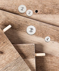 Wood panels with dowels and Dowel And Tenon Center Transfer Plugs For Dowel Centers And Doweling Pins Twenty Piece Drill Hole Tool Set.