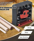 Eight Hole Dowel Maker Jig Kit For Woodworking With Aluminum Alloy Construction Built For Durability, with dowels and drill guide.