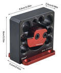 Eight Hole Dowel Maker Jig Kit for Woodworking with Aluminum Alloy Construction, front view with measurements