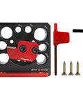 Eight Hole Dowel Maker Jig Kit for Woodworking with aluminum alloy, eight holes, drill guide, screws, and hex key.