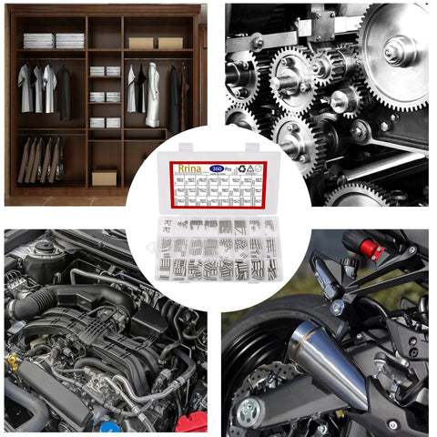 Rock Solid 360 Piece 304 Stainless Steel Dowel Pin Kit With 24 Sizes M2 M3 M4 And M5 displayed with gears and machinery