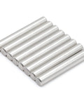 Pack of 8 DIY Ready Replacement Dowel Pins for IKEA IVAR Bookcase Shelving System 6x40mm Plated Steel Pegs arranged in a row.