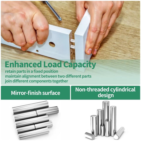 Dowel Pins Set 304 Stainless Steel 28 Sizes 280 Pcs M1.5 To M6 Shelf Support Peg Pins used in woodworking assembly.