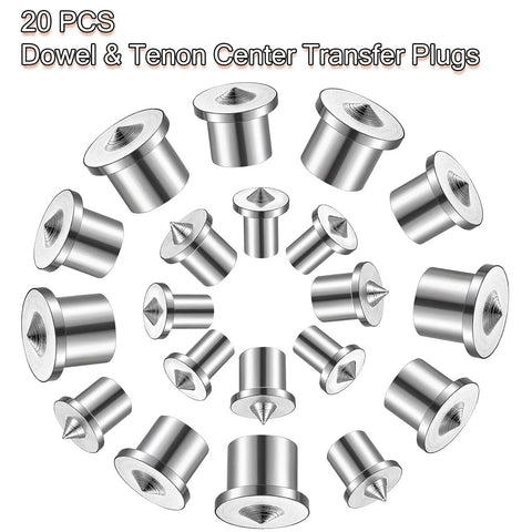 Dowel And Tenon Center Transfer Plugs For Dowel Centers And Doweling Pins Twenty Piece Drill Hole Tool Set chrome finish