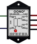 Front view of DPST Relay Module 8A 250VAC 30VDC Output With 1NO 1NC, 12V AC DC Control Voltage, compact plastic case, LED indicator.