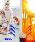 Door Draft Stopper And Sweep No Fuss Adjustable Fit Weather Stripping And Noise Blocker in home setting with temperature arrows