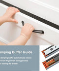 Full Extension Ball Bearing Drawer Runners 300 Mm With Automatic Soft Closing Mechanism installed on white drawer, child safety