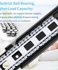 Close-up of Drawer Slides 1 Pair Full Extension 10 12 14 16 18 20 22 24 inch Side Mount Rails with ball bearings.