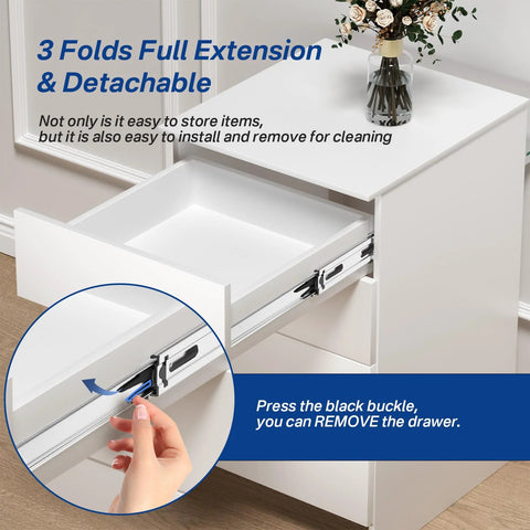 Soft Close Ball Bearing Drawer Slides 22 Inch Five Pairs Three Section Full Extension Heavy Duty Steel Side Mount Rails demonstration