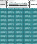 Specifications chart for heavy duty drawer slides, showing slide lengths from 10 to 60 inches and dimensions for installation.