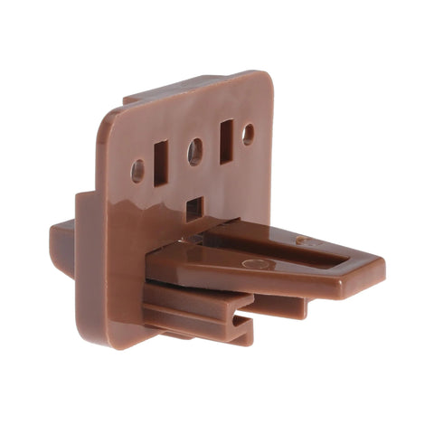 Brown plastic guide for 10 Piece Drawer Slide Track Guides for Center Mount Drawers Perfect For Dressers Nightstands and Chests These Replacement Guides Fit Center Mount 1 Drawer Systems and Are Easy To Install Please Verify Your Size Before Purchase, single piece front view