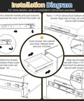 Installation diagram for 1 Pair Heavy Duty Drawer Slides [165 LB Capacity] with Lock Side Mount 16 Inch, step-by-step guide.