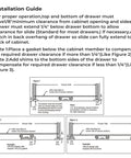 Installation guide for Center Mount Drawer Slides 22 Inch Black 5 Pieces showing proper attachment and clearance diagrams