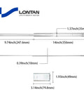 Diagram of Center Mount Drawer Slides Bottom Mount for Cabinet and Dresser 14 Inch, with measurements and dimensions in inches.