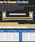 Illustration showing size selection guide for 1 Pair Heavy Duty Drawer Slides [165 LB Capacity] with Lock Side Mount 16 Inch.