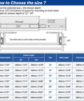 Size chart for Soft Close Ball Bearing Drawer Slides 22 Inch Five Pairs Three Section Full Extension Heavy Duty Steel Side Mount Rails