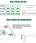 Diagram showing size options and adjustment instructions for 21 Inch Undermount Drawer Slides Full Extension Soft Close Concealed Runners.
