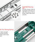 Close-up view of 10 Pairs Soft Close Drawer Slides 22 Inch Heavy Duty Side Mount Dresser Cabinet Rails Metal Ball Bearing Full Extension.