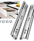 REGUDA Drawer Slides Ball Bearing 3 Folds Full Extension Side Mount Cabinet Runners Glides, 12 inch, Silver, with screws, in kitchen setup