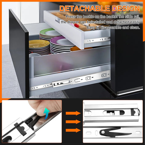 18 Inch Full Extension Drawer Slides 4 Pairs 8 Pieces Side Mount Cabinet Glides Silver 100 LB Capacity for dresser cabinet kitchen