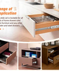 REGUDA Drawer Slides Ball Bearing 3 Folds Full Extension Side Mount Cabinet Runners Glides Rails Track 100 Lbs Load 12 inch, installed in kitchen drawer