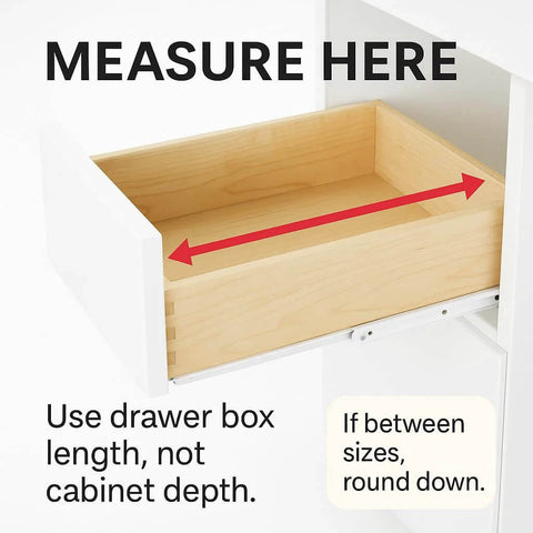 Drawer measurement diagram for 22 Inch Euro Drawer Slides Pack of 8 for Face Frame and Frameless Cabinets, 75 Lb Capacity shown