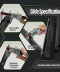 Specifications of 1 Pair Full Extension Ball Bearing Drawer Slides 8 10 12 14 16 18 20 22 24 Inch 100 LB Load Capacity, Black