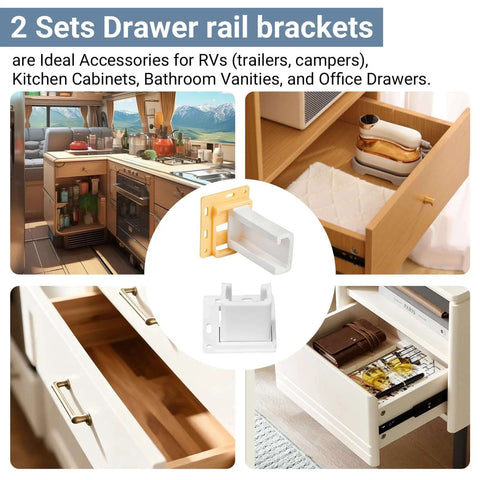 2 Pack Drawer Slide Socket Set For 1 Inch Drawer Slides, C-Shaped Adjustable H305 Drawer Rail Bracket With Screws in kitchen and cabinet drawers
