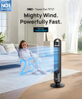 Dreo Tower Fan for Bedroom, 90° Oscillating Standing Fans for Room with 4 Speeds in living room setting