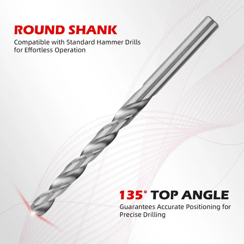 Garage-Grade 1/4-20 Inch Thread Repair Kit with 0.380 Inch Stainless Steel Inserts includes drill with round shank, 135° tip angle.