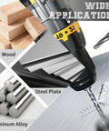 Durable M2 HSS One Half Inch Taper Chucking Reamer With Non Slip Shank shown drilling steel and compatible with wood and metal.