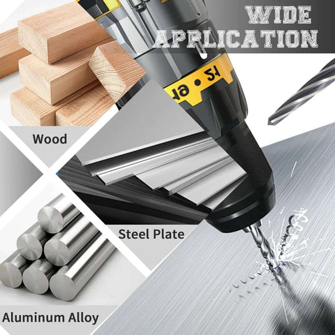 Durable M2 HSS One Half Inch Taper Chucking Reamer With Non Slip Shank shown drilling steel and compatible with wood and metal.