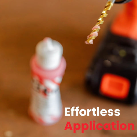Drill with metal drilling gel lubricant for clean cuts