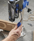 Using the Articulating Drill Press Stand For Rotary Tools With 90 Degree Horizontal Position And 15 Degree Increment Angled Drilling 2 Inch Depth Includes Tool Holder And Wrench Model 220-01 for precise wood drilling