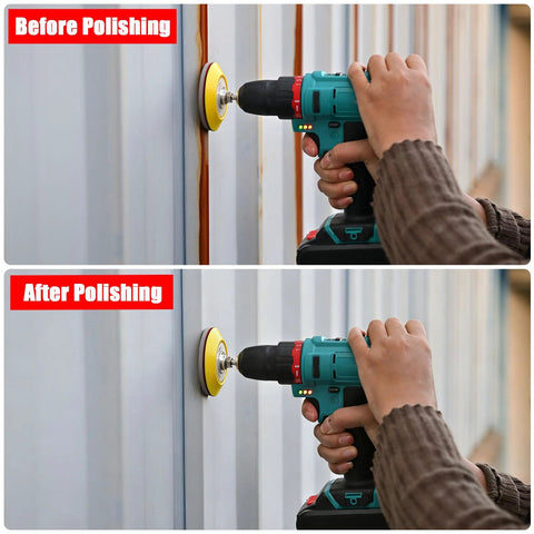 24 Pack Detail Sanding Sponge Set 3 Inch Pads Grit 180-3000 For Edges And Curves used with drill for metal surface polishing.