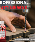 Professional metal drilling gel lubricant used on a drill press for enhanced cutting, heat reduction, and tool wear prevention.