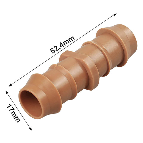 25 Pack 1/2 Inch Drip Irrigation Barbed Couplings For 0.600 Inch ID Tubing, 17mm Quick Connect Fittings, 52.6mm Length