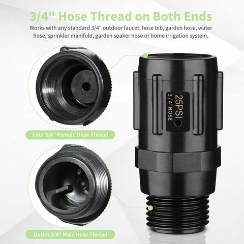 Pressure Regulator 25 PSI Three Quarter Inch FHT to Three Quarter Inch MHT Low Flow Valve for Drip Irrigation Systems, product image