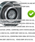Close-up of drive belt tensioner pulley kit, compatible with Toyota and Lexus models, showing bearings and compatibility text.