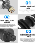 Rear Left And Right CV Axle And Wheel Bearing Kit For Polaris RZR S 900 And RZR 4 900 EPS RZR Trail S 900 And 1000 General 1000 EPS And 4 1000 EPS 2015 2016 2017 2018 2019 2020 2021 2022 60 Inch CV Axle Heavy Duty Replacement With Bearings And Seals featuring drive shaft components details