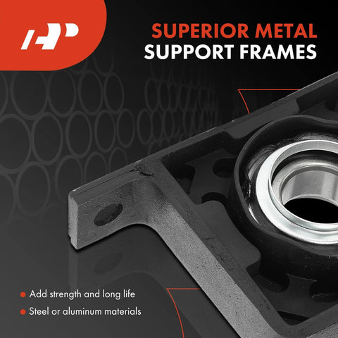 Superior metal driveshaft center support frames