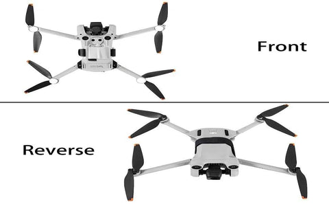 Drone Airdrop System With Release Device And Payload Clip For Safe And Precise Airdrops Of Fish Bait Or Small Supplies, Compatible With DJI Mini Series Air Series Mavic 3, Mavic 2, Spark, Easy Velcro Belly Mount, Essential Drone Accessory, showing front and reverse view of the drone with attachment.