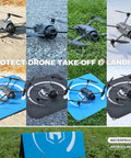 Foldable 22 Inch Drone Landing Pad With Fast Fold System 2x3 Double Sided Waterproof Launch Pad in use on varied surfaces