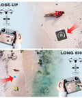 Foldable 22 Inch Drone Landing Pad With Fast Fold System 2x3 Double Sided Waterproof Launch Pad on beach with remote control.