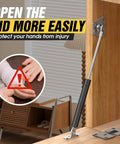 Drop Down Gas Struts, Gas Spring Hinge with 90 Degree Page Turning Axis mounted on a wooden cabinet door