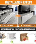 Installation effect of Drop Down Gas Struts,Gas Spring Hinge, for Cabinet and Desk Downward Flap Slowly Down, with 90 Degree Page Turning Axis, Only Open Down The Door (Black-2PCS) demonstrating opening and closing of a cabinet door.