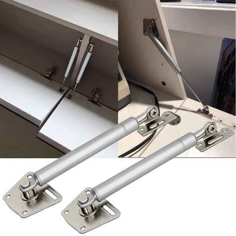 2 Pack 100N/22LBS Drop Down Gas Struts for Downward Flap lid, metal head, installed on cabinet doors.
