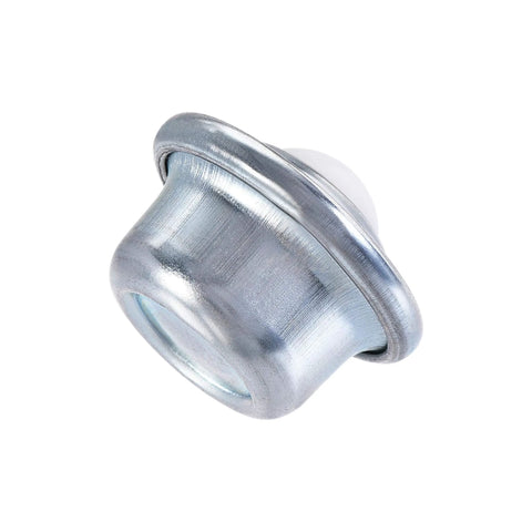 Drop In Ball Transfer Bearing Unit 15mm Nylon Ball with 33 Lb Load Capacity, close-up view, featuring metal housing and nylon ball.